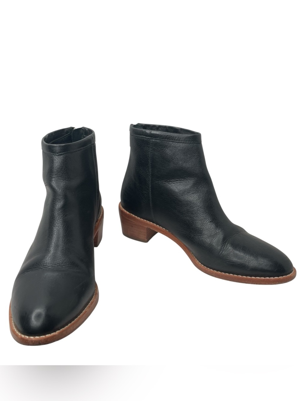 Loeffler Randall Felix Booties Black Pebbled Leather Size 6 B Logo Zip Back Boot